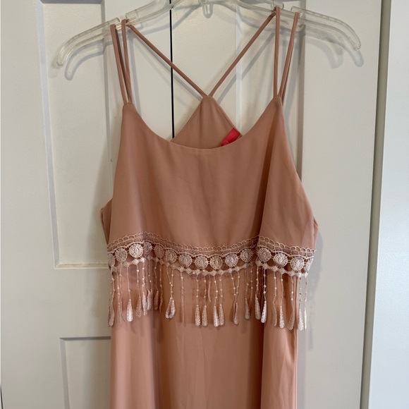 Light Pink Boho Maxi Dress with Tassles - Picture 6 of 6